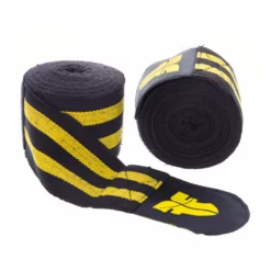 Fighter Black/Yellow Striped Polycotton Handwraps, BAND F YELLOW GLOVES