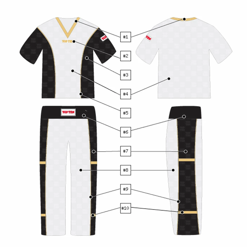 TopTen TOP TEN Uniform - White/black/gold, 1608-1WBG 4 TopTen TOP TEN Uniform - White/black/gold, 1608-1WBG