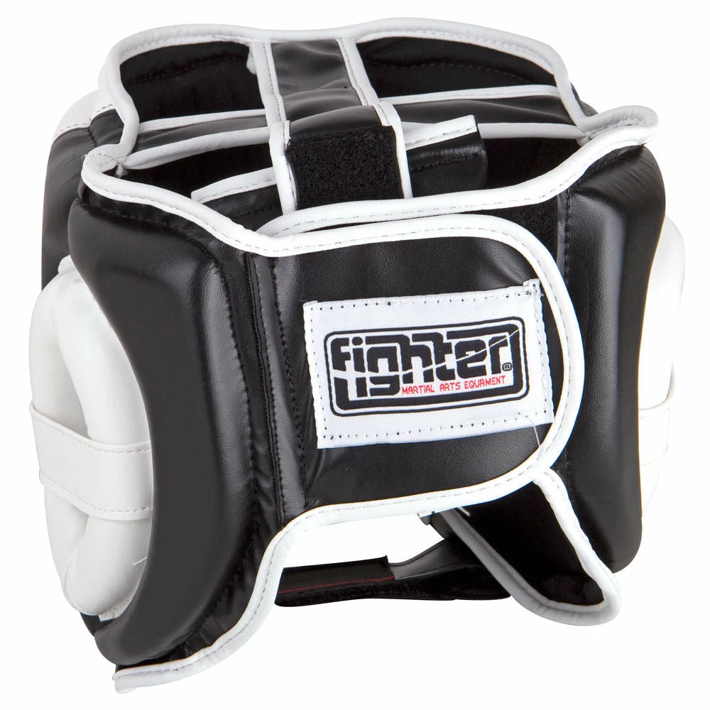 Fighter PU Black / White Sparring Headguard, JE-2796 PROTECTION 5 Fighter PU Black / White Sparring Headguard, JE-2796 PROTECTION