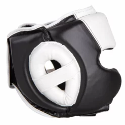 Fighter PU Black / White Sparring Headguard, JE-2796 PROTECTION 6 Fighter PU Black / White Sparring Headguard, JE-2796 PROTECTION