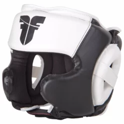 Fighter PU Black / White Sparring Headguard, JE-2796 PROTECTION
