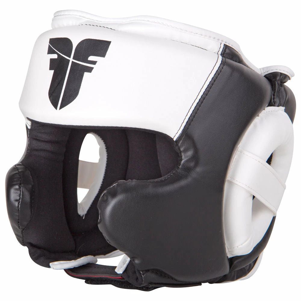 Fighter PU Black / White Sparring Headguard, JE-2796 PROTECTION 3 Fighter PU Black / White Sparring Headguard, JE-2796 PROTECTION