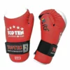TopTen TOP TEN ITF Taekwon-Do Superfight Leather Red/White Open Hand Gloves, 2053-4