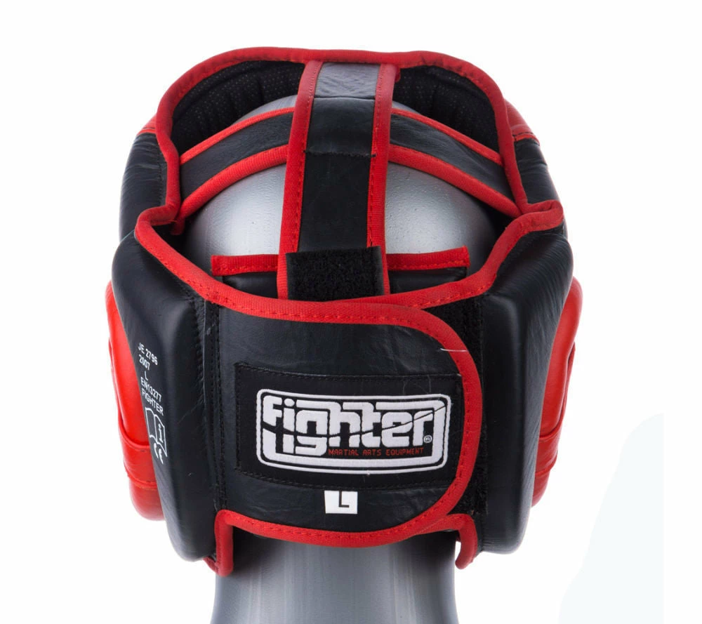 Fighter Black / Red Leather Sparring Headguard, NL2796R PROTECTION 5 Fighter Black / Red Leather Sparring Headguard, NL2796R PROTECTION