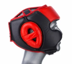 Fighter Black / Red Leather Sparring Headguard, NL2796R PROTECTION