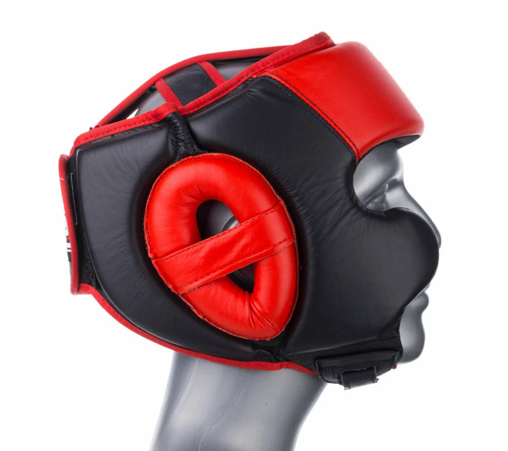 Fighter Black / Red Leather Sparring Headguard, NL2796R PROTECTION 4 Fighter Black / Red Leather Sparring Headguard, NL2796R PROTECTION