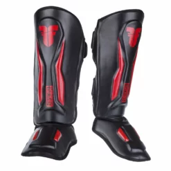 Fighter Shinguards Thai Ergo - Black/red, FSG-004BR