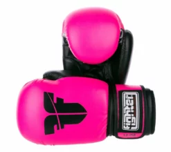 Fighter Synthetic Leather PU Basic Neon Pink/Black 6-12oz Boxing Gloves, 1376APUFP