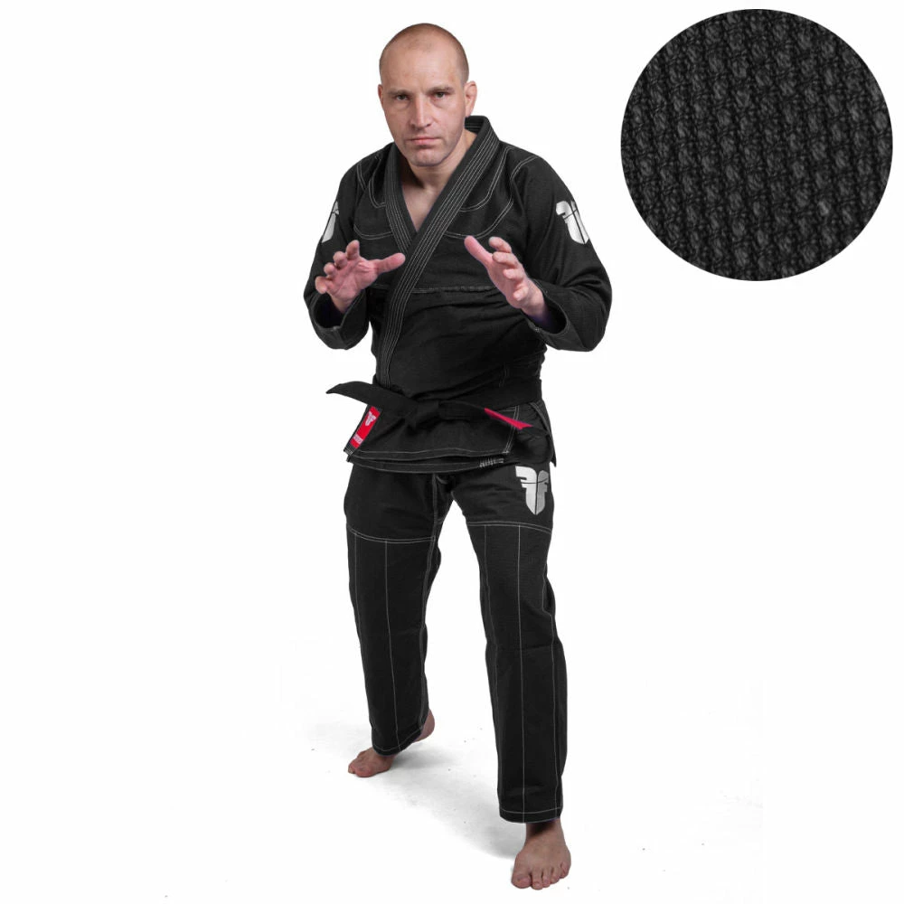 Fighter BJJ Gi Pearl Weave Uniform - Black, BJJBL-09 UNIFORMS 3 Fighter BJJ Gi Pearl Weave Uniform - Black, BJJBL-09 UNIFORMS