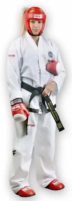 TopTen TOP TEN ITF Assistant Instructor - 1st-3rd Dan De Luxe White Dobok, 16711-1 Uniforms & Gi