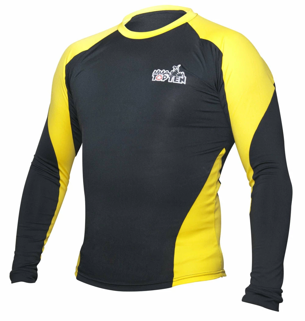 TopTen MMA OFFERS TOP TEN Rash Guard Long Sleeve - Black/yellow, 1412-9 3 TopTen MMA OFFERS TOP TEN Rash Guard Long Sleeve - Black/yellow, 1412-9