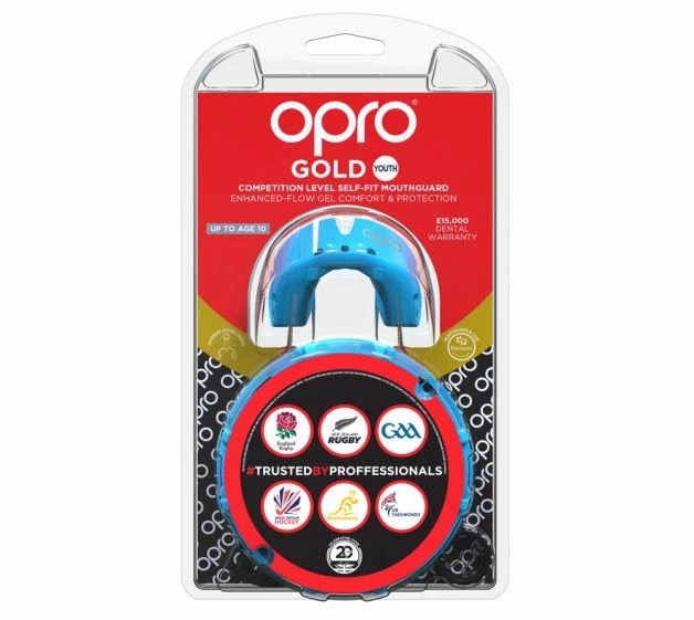 OPRO Mouth Guard Junior Gold - Sky Blue/Prl 4 OPRO Mouth Guard Junior Gold - Sky Blue/Prl