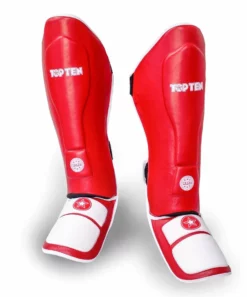 TopTen Shin And Instep Guard “Lowkick” WAKO - Red PROTECTION